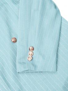 Manfinity Mode Men's Striped Print Peak Collar Double-Breasted Suit Jacket And Pants Set, Business/Party/Banquet - Blue - View 4