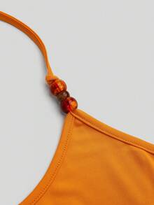 Sweetra Bộ đồ hai mảnh cỡ lớn kiểu dáng nghỉ dưỡng, dây mảnh, vạt đuôi cá, thích hợp cho mùa xuân/hè. - trái cam - Xem 4