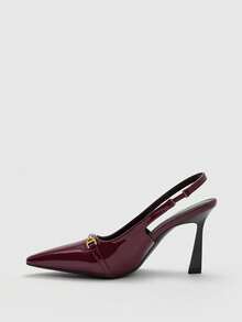 CUCCOO BIZCHIC 女士时尚露趾细高跟鞋，适合通勤、约会、派对、节日及各种场合。 - 酒紅色 - 查看 10