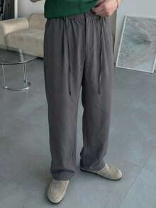 DAZY Men's Grey Drawstring Waist Slim Fit Pants, Spring - Grey - View 3