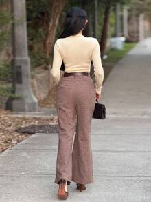 Durrani Popal 女式格子双口袋休闲皮带复古裤 - 彩色 - 查看 2