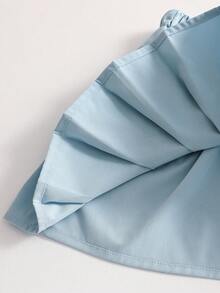 Elladie kids Young Girl Bow Decor Vest And Pleated Mini Skirt Casual Set School Clothes Girls Girls Skirt Set Kids Girl Outfit Girls Outfits Sets Pleated Skirt Set Kids School Girl Outfit Girl Skirt Outfits School Clothes Uniform Girls Summer Coord Set School Outfit For Kids Girl - Blue - View 7
