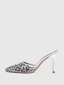 CUCCOO SZL Sandales à talons pour femmes - Argent - Voir 9