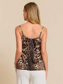 Amorya 女士优雅蕾丝领缎面吊带背心，适合春夏穿着 - 彩色 - 查看 4