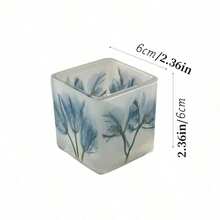 Cirelle Portavelas de vidrio a prueba de viento - Linterna cuadrada con patrón de hojas, decoración de mesa moderna para exteriores/interiores para patio y comedor - Multicolor - Ver 14