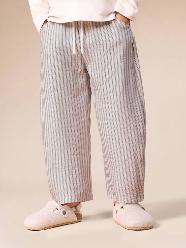 Striped Pull On Pants With Elastic Waist