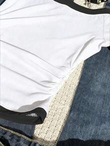 Lalippa Camiseta ajustada de cuello redondo para mujer, de manga corta blanca, talla grande vendida en primavera y otoño, estilo con estampado de cerezas - Blanco - Ver 5