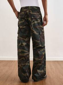 TOKVUE 男士迷彩图案工装口袋宽松阔腿裤 - 彩色 - 查看 2