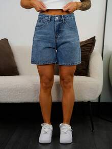 SAYEHFBABY Women's Denim Shorts With Pockets Y2k - Medium Wash - View 3