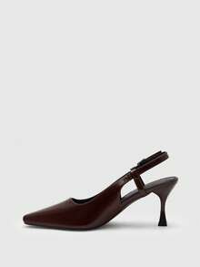 CUCCOO BIZCHIC Giày sandal nữ mũi nhọn gót nhọn bằng da PU, thiết kế tối giản thời trang, thoải mái cho sử dụng hàng ngày, dự tiệc và các sự kiện. - màu nâu - Xem 8