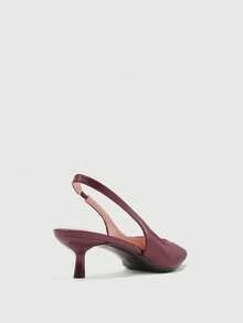 CUCCOO BIZCHIC Giày cao gót mũi nhọn màu đỏ tía bằng da bóng, quai hậu khoét rỗng, kiểu dáng slip-on dành cho nữ, đa năng cho công sở và mặc hàng ngày. - Màu Đỏ Sâu - Xem 9