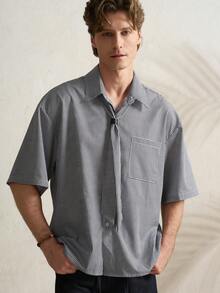 Airaco 男士千鸟格印花贴袋休闲百搭短袖衬衫