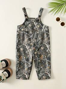 SHEIN Newborn Baby Boy Cute Versatile Casual Military Green Leaf Print Romper - Multicolor - View 8