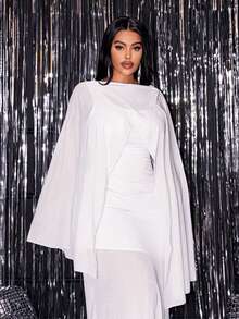 Veslaya Đầm maxi dài ôm sát, cổ chữ V, vạt bất đối xứng, chất liệu lưới xuyên thấu, co giãn, thích hợp cho mùa Xuân/Hè và các dịp lễ hội - Dành cho nữ cỡ lớn. - trắng - Xem 8