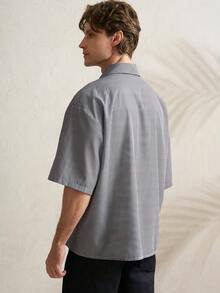 Airaco 男士千鸟格印花贴袋休闲百搭短袖衬衫