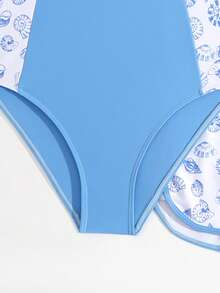 SHEIN 少女连体泳衣,可爱休闲纯色贝壳印花针织连体衣,时尚优雅女士泳装,适合游泳、夏季度假、海滩、泳池、假日派对。蓝色泳衣,适合青少年女孩。蓝色连体泳衣,青少年蓝色贝壳印花泳衣,适合13岁青少年女孩的蓝色泳衣。夏季女孩两件套泳衣,夏季长款短裤,蓝色青少年两件套泳衣,青少年两件套夏季服装,蓝色套装泳衣,适合青少年,全包覆式青少年女孩夏季服装套装,春夏精选,女士夏季套装,女士夏季服装,女士夏季上衣 - 藍色 - 查看 7