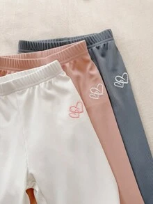 SHEIN 女婴夏季情人节多色条纹圆领短袖T恤和直筒长裤六件套 - 彩色 - 查看 7