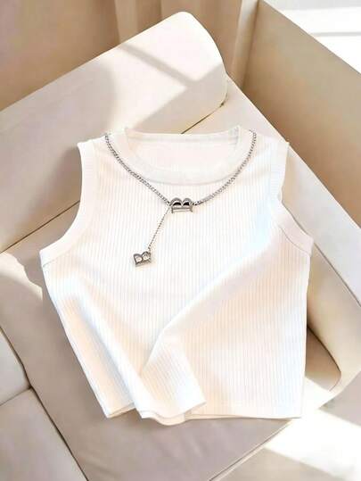 GlowEve Women's Solid Color Round Neck Ribbed Casual Tank Top