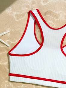 樱桃印花特殊面料少女泳装套装 - 紅白色 - 查看 5