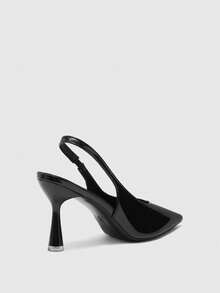 CUCCOO BIZCHIC Women's Pointed Toe High Heel Black Backless Pumps, Minimalist Commuting & Daily Wear Slip-On Dress Shoes - Black - View 9