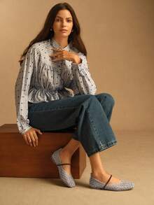 Rosivie Women's Square Toe Hollow Out Design Casual Fashion Loafers Valentine's Day - Silver - View 5