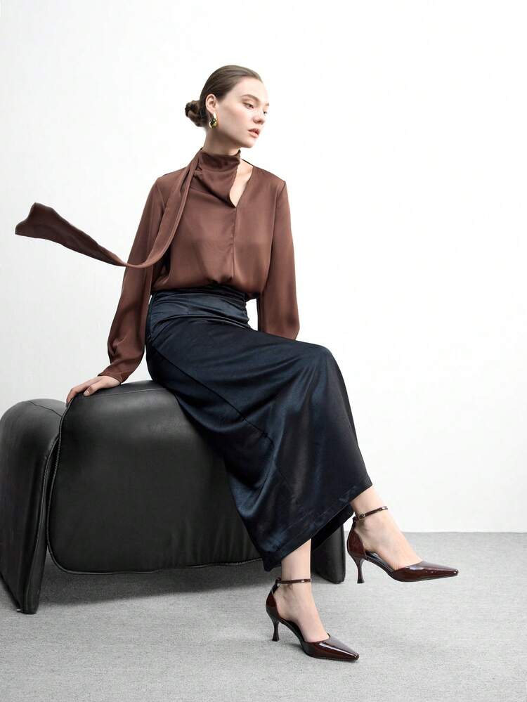 CUCCOO BIZCHIC Women's Pointed Toe Stiletto Heels, PU Leather, Fashionable Minimalist Design, Comfortable For Daily, Party, And Banquet Wear, Buckle Strap Hollow-Out Pumps Valentine's Day