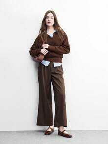 CUCCOO BIZCHIC 女士休闲通勤平底纯色鞋 - 咖啡棕 - 查看 6