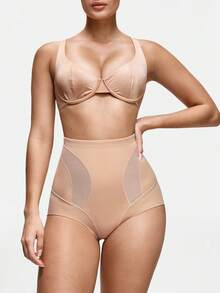 SHAPORA 1pc Women's Solid Color High Waist Shaping Briefs - Apricot - View 7