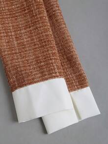 Sweetra American Elegant Low-Key Fashion Design Women's Single-Breasted Jacket And Midi Skirt 2 Pieces Set, Autumn/Winter - Brown - View 4