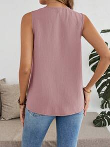 EMERY ROSE 女士夏季度假休闲纯色V领吊带衫 - 藕粉色 - 查看 2