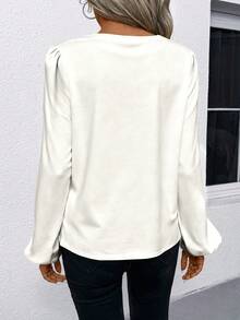 SHEIN LUNE 女士休闲爱心印花衬衫，适合春秋季穿着 - 白色 - 查看 2