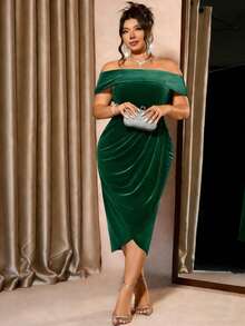 Cravure Christmas Plus Size Women's Versatile Fashion Slimming & Elegant Dress, Suitable For Daily, Party, Gathering, And Banquet Wear