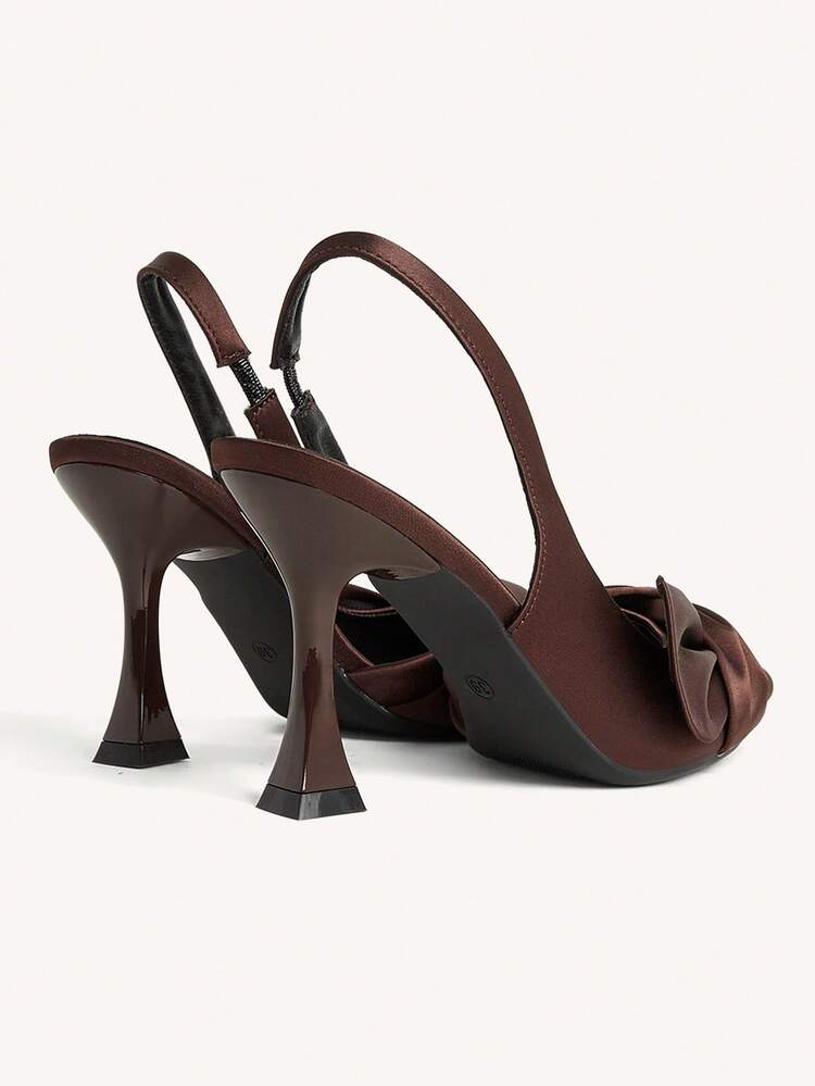 CUCCOO CHICEST Women's High Heels Pointed 9CM Women's Elegant Stiletto Shoes Back Strap Easy To Wear Cross With Bow Buckle Coffee Brown High Heels Kitten Heel Sexy Versatile For Daily/Party/Valentine's Day Dating/Office Professional Shoes Women's Shoes Summer Shoes Wedding Shoes Bride Shoes