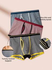 Velminro 3pcs/Pack Men's Striped Pocket Cotton Briefs - Multicolor - View 1
