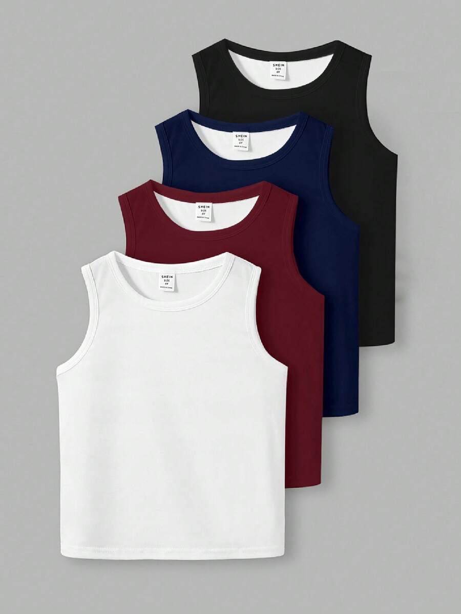 4件套男童休闲舒适背心，适合春夏穿着 - 彩色 - 查看 1