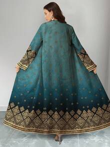 SHEIN Najma 女士复古花卉植物印花长袖休闲阿拉伯风格套装，春秋季 - 彩色 - 查看 2