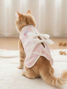 PETSIN 粉色春夏休闲兔子和草莓印花绝育服，棉质兽医护理服，宠物服装 - 彩色 - 查看 3