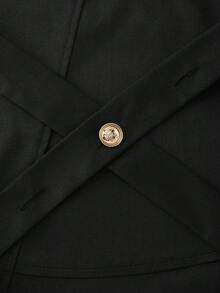 GlowEve CURVE Bộ đồ nữ cỡ lớn màu trơn tối giản không tay cổ tròn với thiết kế vạt áo bất đối xứng và quần ống đứng có túi, cạp chun, đa năng cho đi làm, công sở, thường ngày và mặc hàng ngày. - màu đen - Xem 6