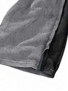 Manfinity EMRG 男士休闲宽松棉质运动裤，街头风松紧腰阔腿裤，做旧棉质面料，适合日常穿着、休闲、时尚、街头风格，是节日送礼佳品。 - 深灰色 - 查看 5