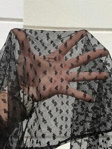 GalTyme Quần legging lưới họa tiết trái tim dành cho nữ cỡ lớn, thời trang và đa năng. - màu đen - Xem 6