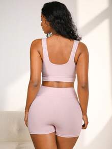 NudeFit مجموعة ملابس داخلية نسائية بتصميم بسيط وريضي، 2 قطعة - ارجواني فاتح - مشاهدة 2