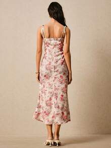 Poéselle 女士碎花扭结前襟连衣裙 - 紅色 - 查看 4