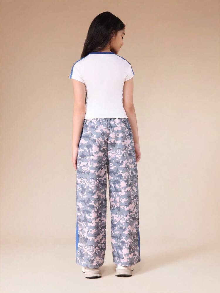 Graphic T-Shirt With Wide Leg Camo Pants