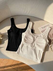 SHEIN EZwear 黑白针织弹力吊带背心多件装 - 彩色 - 查看 7