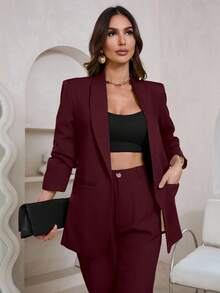 Aveloria Modichic Damen Einfarbige Shawl Kragen Langarm Tasche Elegante Blazer, für den Herbst