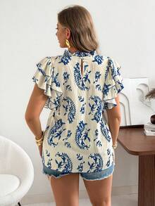 Ceyna 大码梭织荷叶边短袖条纹休闲印花衬衫 女士夏季上衣 夏季上衣 端庄女士休闲上衣 女士夏季上衣 夏季休闲上衣 短袖夏季上衣 短袖衬衫 女士夏季衬衫 女士短袖上衣 女士印花上衣 女士休闲装 女士上衣和衬衫 女士夏季装 女士短袖上衣 女士夏季上衣 休闲夏季装 女士衬衫 女士休闲现代休闲夏季上衣 女士衬衫 - 藍色 - 查看 2