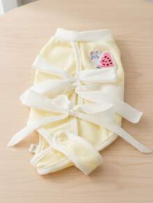 PETSIN White Spring/Summer Casual Rabbit & Watermelon Print Breathable Comfortable Veterinary Wrap Surgical Suit, 100% Cotton Absorbent Nursing Garment For Spaying, Lactation And Pet Special Clothing