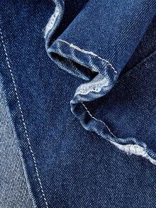 SHEIN MOD Gonna di jeans con balze e tasche, con orlo a coda di pesce - Blu - Visualizzare 4