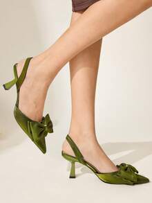 CUCCOO CHICEST Giày cao gót mũi nhọn màu đen thanh lịch, tối giản, phù hợp cho công sở, hẹn hò và các dịp trang trọng. - màu xanh lá - Xem 7