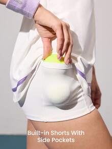 CourtClass Vestido deportivo casual sin mangas con media cremallera y alta elasticidad - Multicolor - Ver 3